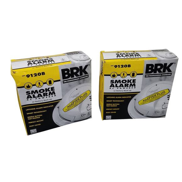 2 Pack BRK First Alert 9120B Smoke Alarm AC Power w/ Battery Backup White NIB - Picture 1 of 6